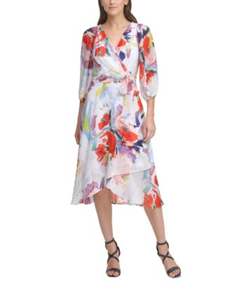 DKNY Balloon-Sleeve Wrap Midi Dress \u0026 Reviews - Dresses - Women - Macy's